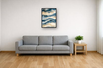 Ink Marble III framed poster in a living room