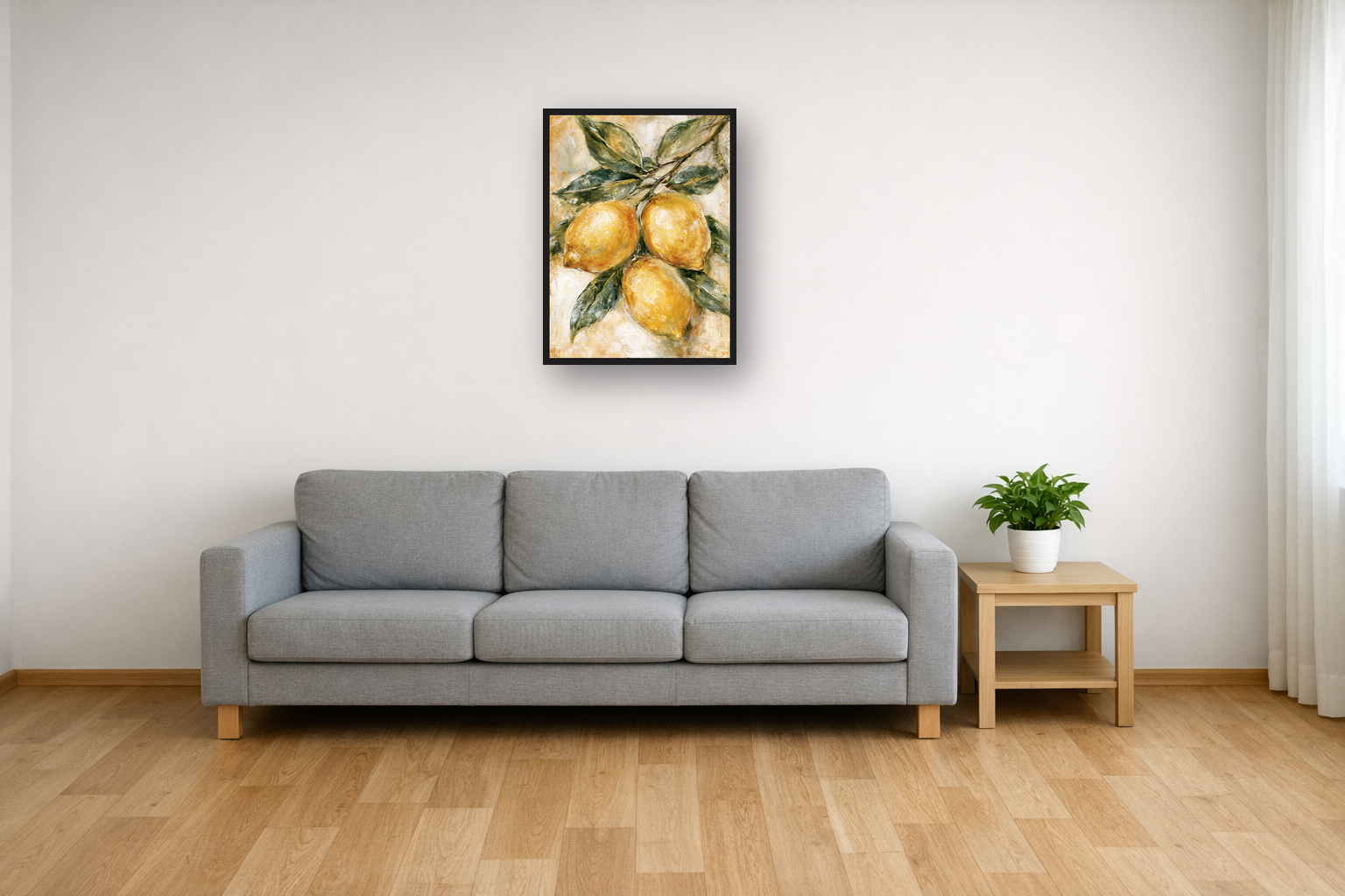 Lemon Branch III framed poster in a living room