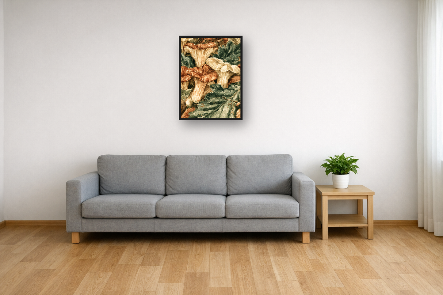 Forest Mushrooms III framed poster in a living room – plakat na ścianę