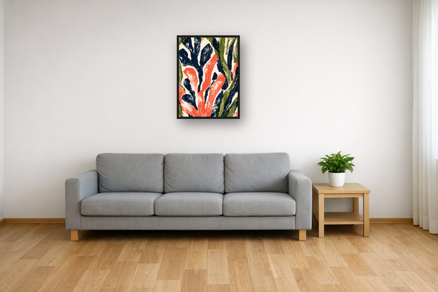 Organic Cut-Outs III framed poster in a living room