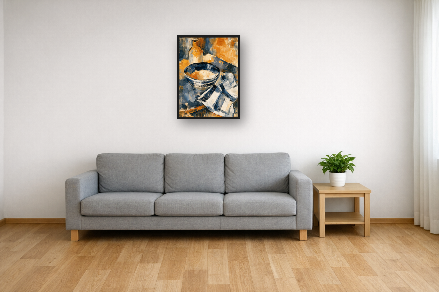 Cubist Still Life III framed poster in a living room