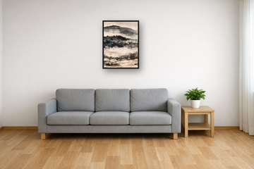 Misty Forest Ink III framed poster in a living room – plakat na ścianę