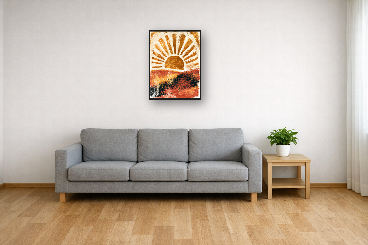 Golden Arches III framed poster in a living room