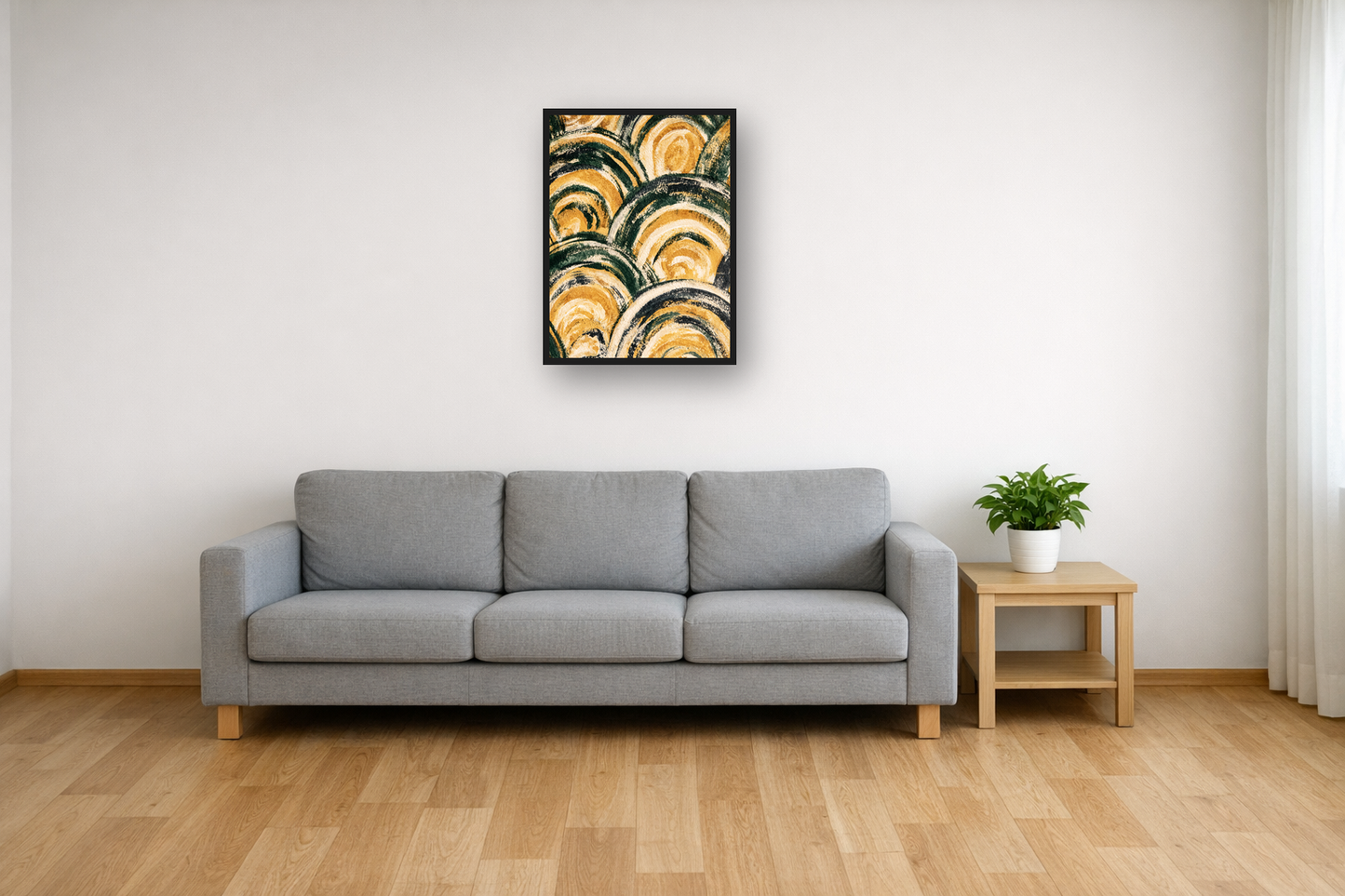 Art Deco Waves III framed poster in a living room – plakat na ścianę