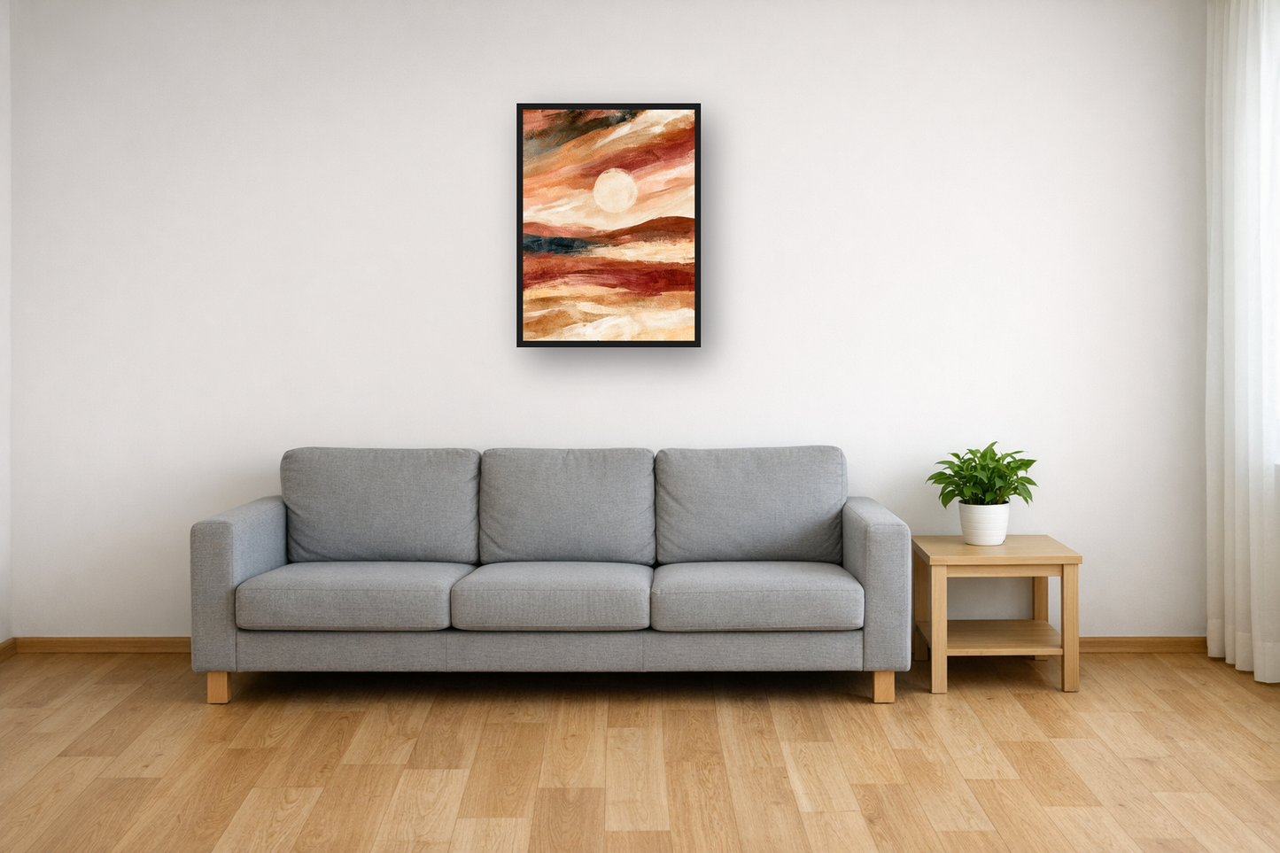 Desert Hills III framed poster in a living room – plakat na ścianę