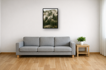 Nordic Forest III framed poster in a living room