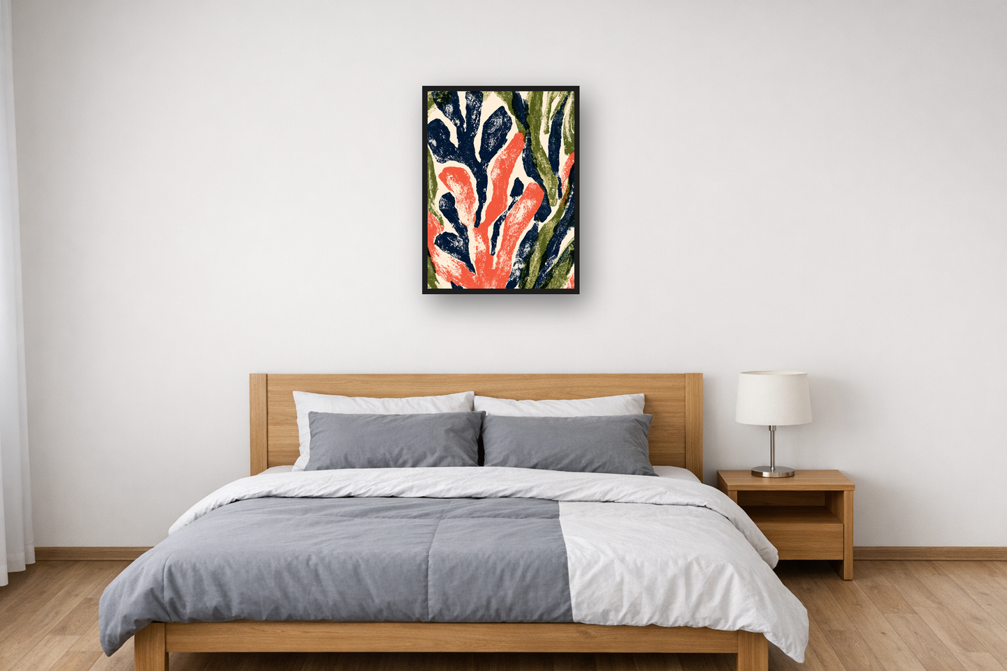 Organic Cut-Outs III framed poster in a bedroom – plakat na ścianę