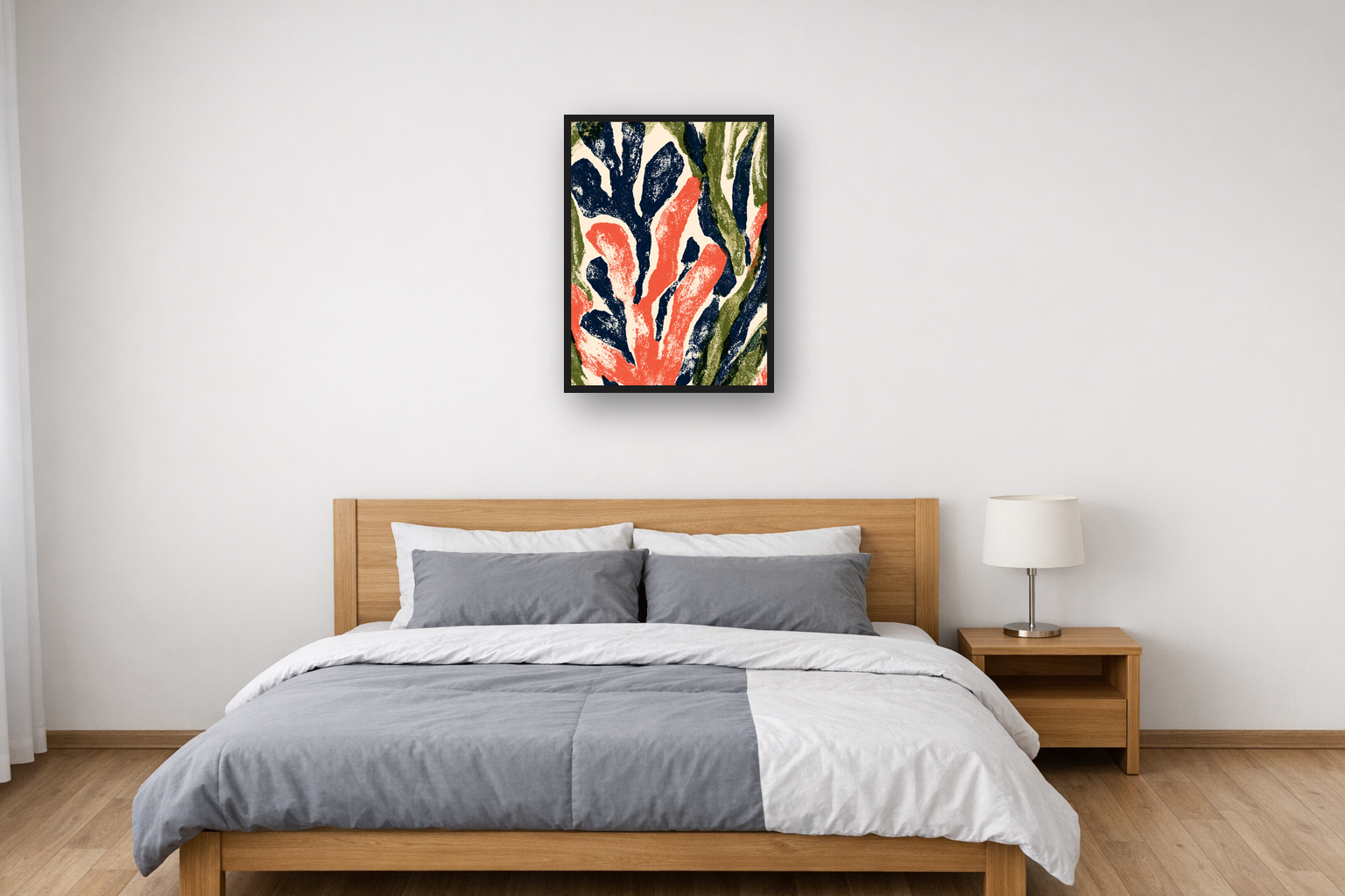 Organic Cut-Outs III framed poster in a bedroom