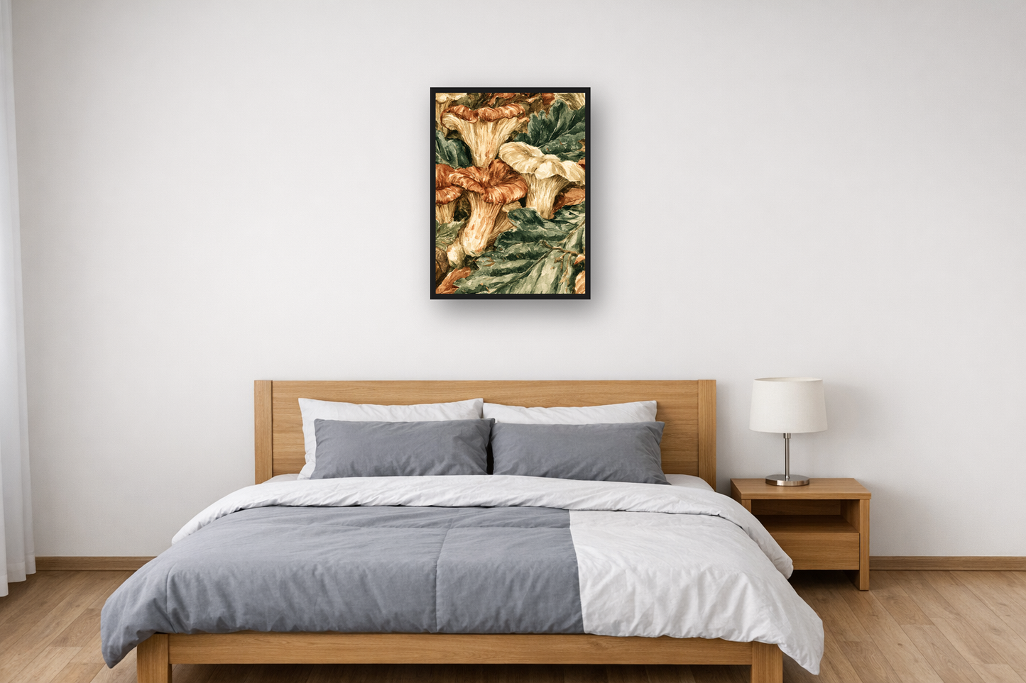 Forest Mushrooms III framed poster in a bedroom – plakat na ścianę