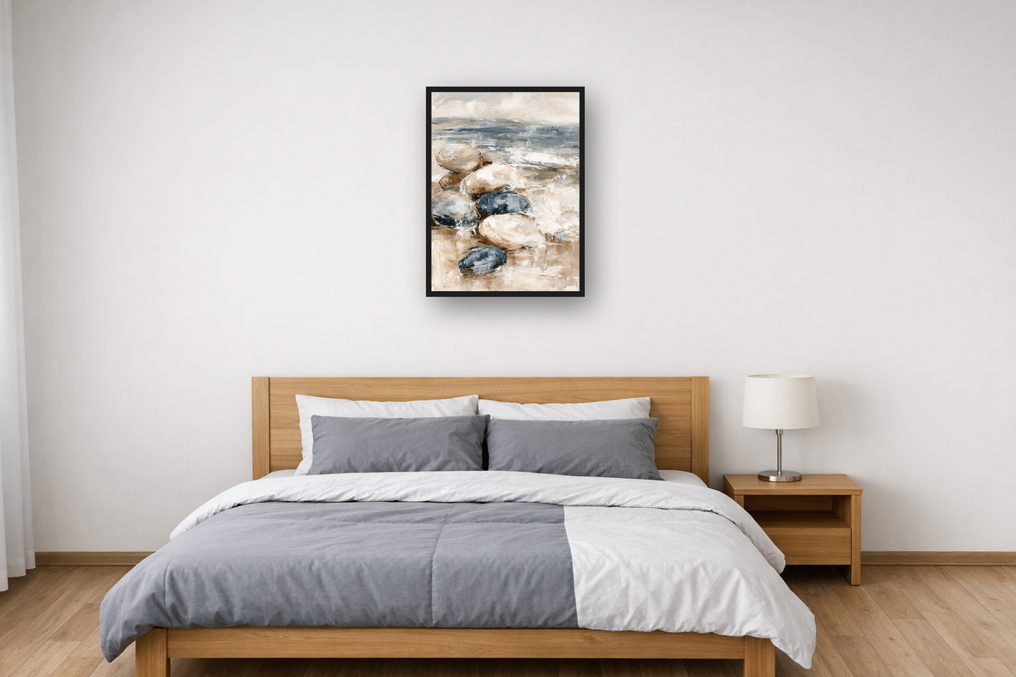 Quiet Bay III framed poster in a bedroom – plakat na ścianę