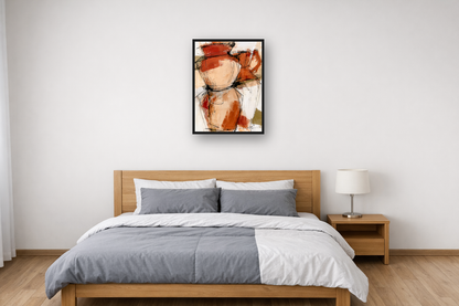 Terracotta Vessels III framed poster in a bedroom