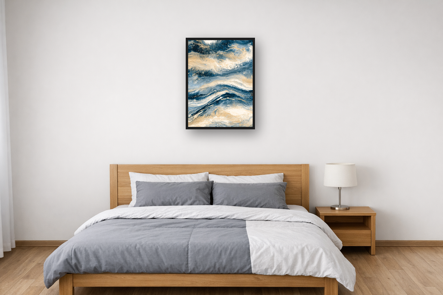 Ink Marble III framed poster in a bedroom – plakat na ścianę