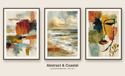 Abstract & Coastal set of 3 prints — abstract, coastline, figure