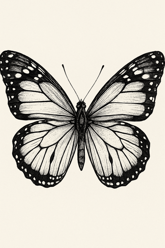 Skomplikowana Ilustracja Motyla - CasaNookDecor