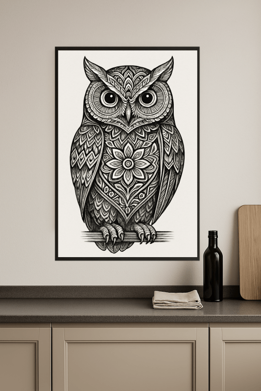 Skomplikowana Ilustracja Sowy - CasaNookDecor