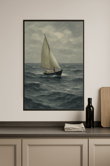 Spokojny Krajobraz Morski Z Żaglówką - CasaNookDecor