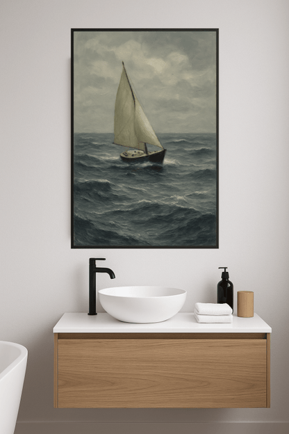 Spokojny Krajobraz Morski Z Żaglówką - CasaNookDecor