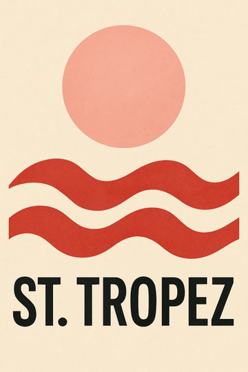 St. Tropez Słońce I Fale Plakat Artystyczny - CasaNookDecor