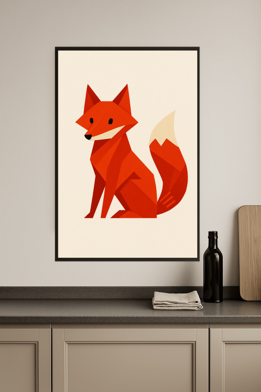 Stylizowana Ilustracja Czerwonego Lisa - CasaNookDecor