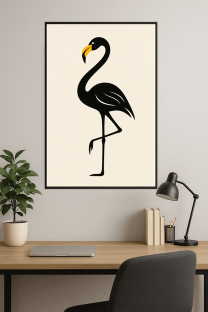 Stylizowana Sztuka Czarnego Flaminga - CasaNookDecor