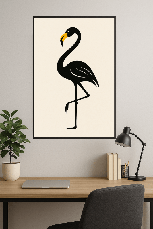 Stylizowana Sztuka Czarnego Flaminga - CasaNookDecor