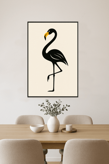 Stylizowana Sztuka Czarnego Flaminga - CasaNookDecor