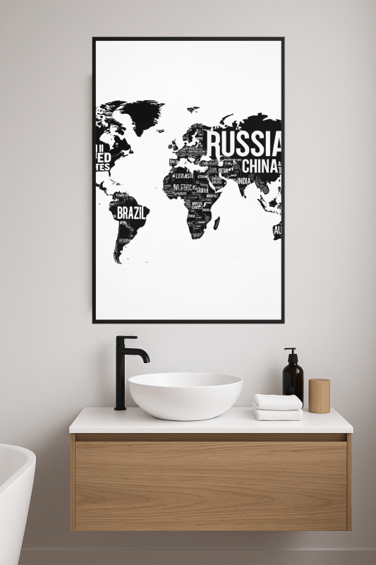 Stylizowana Sztuka Mapy Świata - CasaNookDecor