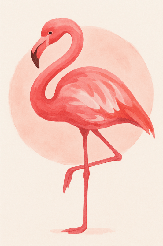 Stylizowana Sztuka Różowego Flaminga - CasaNookDecor
