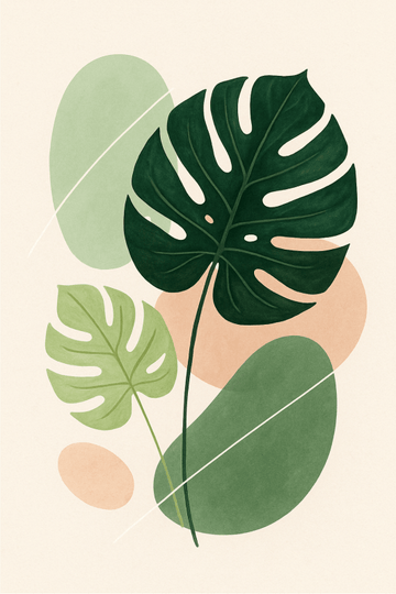 Stylizowany Druk Sztuki Liści Monstery - CasaNookDecor