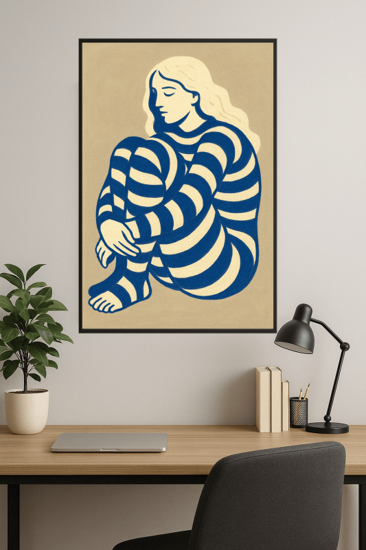 Stylizowany Druk Sztuki Postaci Siedzącej - CasaNookDecor