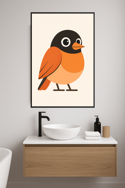 Stylizowany Druk Sztuki z Ptakiem - CasaNookDecor