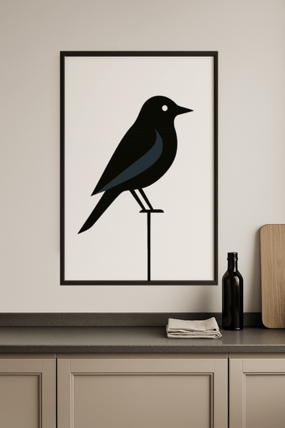 Stylizowany Druk Sztuki z Ptakiem - CasaNookDecor
