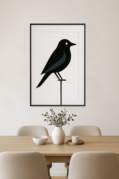 Stylizowany Druk Sztuki z Ptakiem - CasaNookDecor
