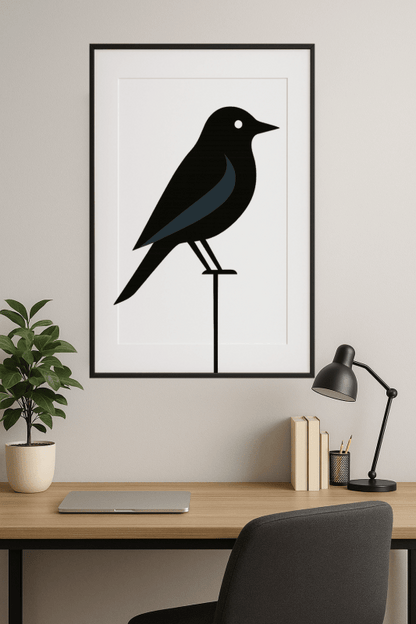 Stylizowany Druk Sztuki z Ptakiem - CasaNookDecor
