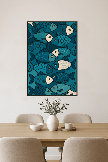 Stylizowany Druk Sztuki z Rybą - CasaNookDecor