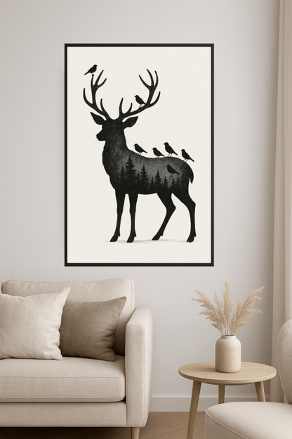 Sylwetka Jelenia - Sztuka na Ścianę - CasaNookDecor