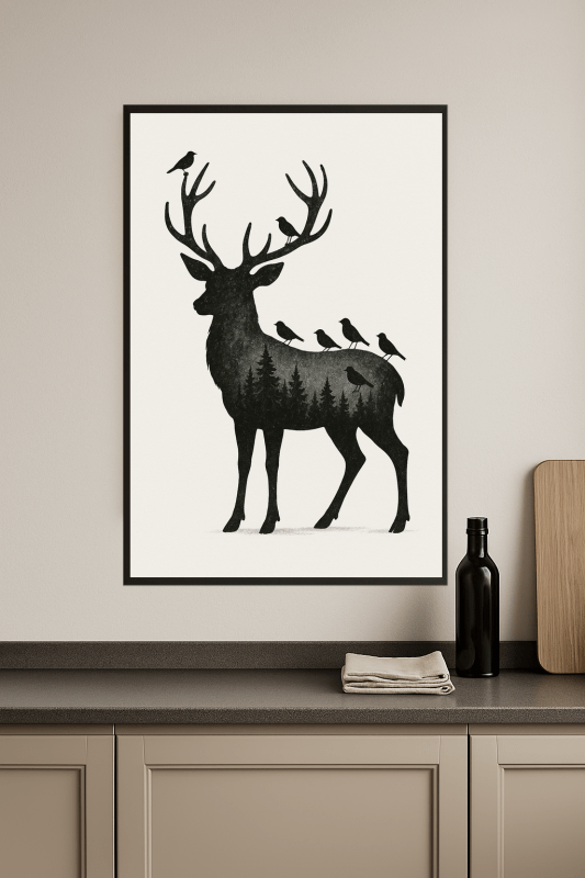 Sylwetka Jelenia - Sztuka na Ścianę - CasaNookDecor