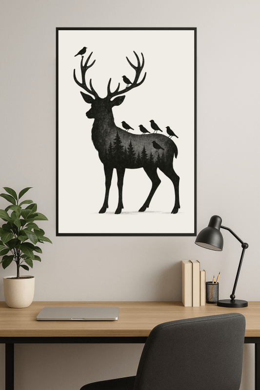Sylwetka Jelenia - Sztuka na Ścianę - CasaNookDecor