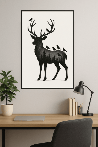 Sylwetka Jelenia - Sztuka na Ścianę - CasaNookDecor