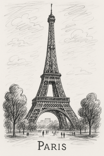 Szkic Sztuki Wieży Eiffla - CasaNookDecor