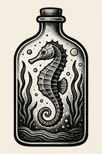 Sztuka Butelki z Seahorse - CasaNookDecor