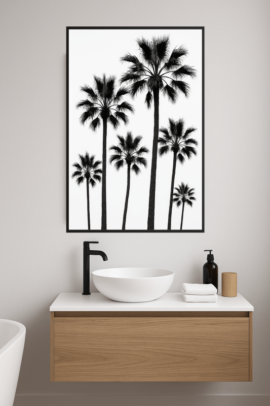 Sztuka Palm Drzew w Czarno - Białym - CasaNookDecor