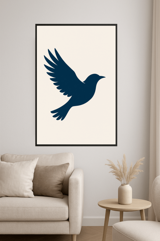 Sztuka Sylwetki Niebieskiego Ptaszka - CasaNookDecor