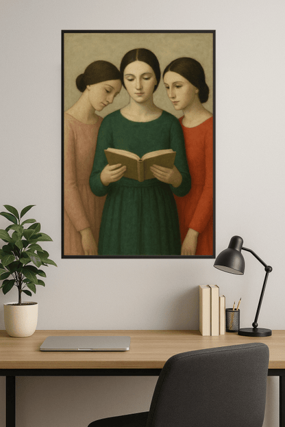 Trzy Kobiety Z Książką - CasaNookDecor