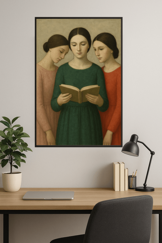 Trzy Kobiety Z Książką - CasaNookDecor