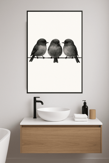 Trzy Ptaki Na Drucie - Grafika - CasaNookDecor