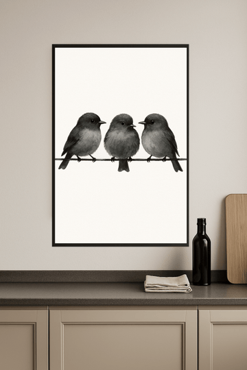Trzy Ptaki Na Drucie - Grafika - CasaNookDecor