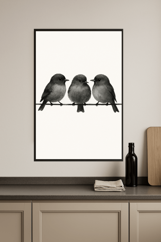 Trzy Ptaki Na Drucie - Grafika - CasaNookDecor