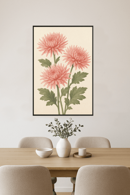 Trzy Różowe Chryzantemy - CasaNookDecor