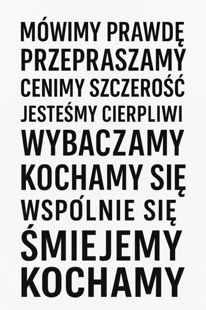 Plakat z wartościami rodzinnymi "W tym domu..." do druku